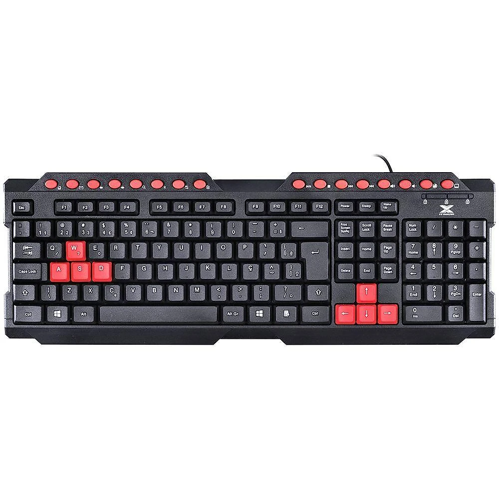 Teclado Usb Gamer Vx Gaming Dragon V2 Abnt2 1.8M Preto Com Vermelho - Gt100