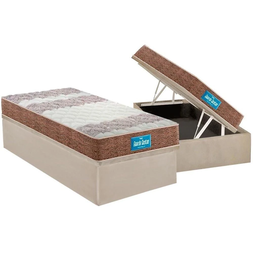 Cama Box com Baú Solteiro Próintense Plus Double Face Espuma D33 Suede Clean Bege Marrom Probel