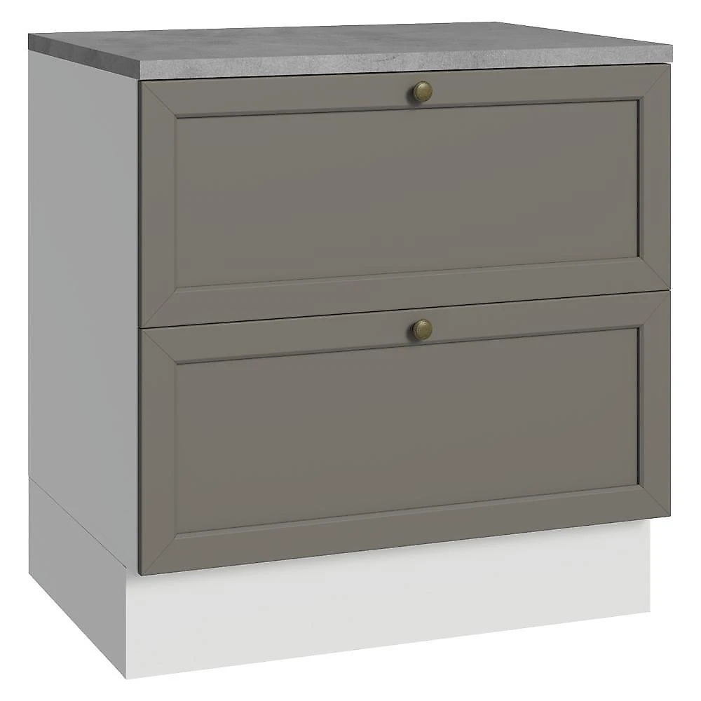 Balcão de cozinha 80 cm 2 gavetas branco/cinza vik madesa