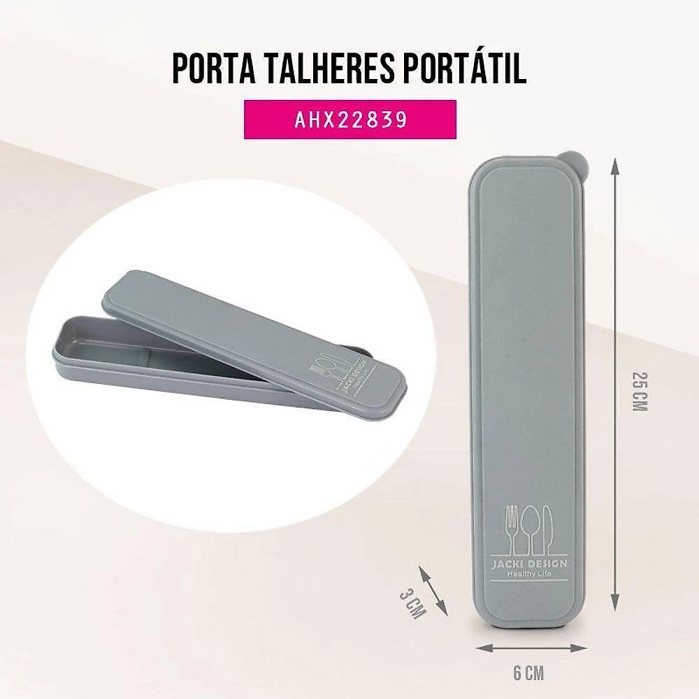 Kit bolsa térmica, marmita, garrafa 550ml, porta talheres vibe cinza
