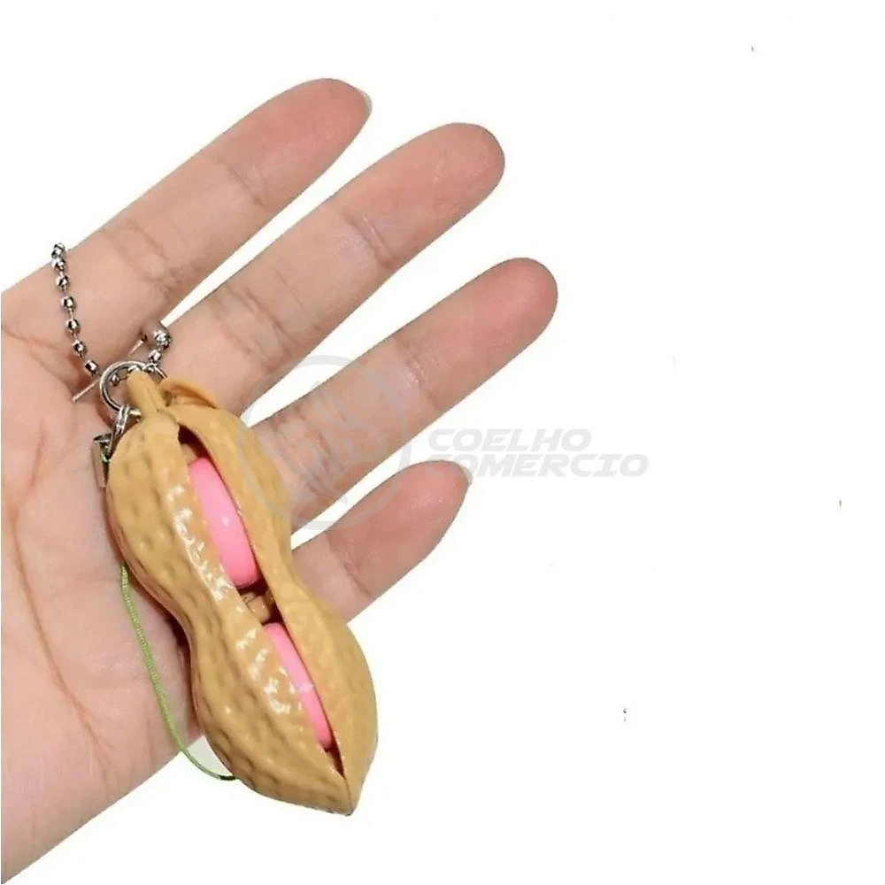 Chaveiro Amendoim Anti Stress de Apertar Sensorial Relaxa