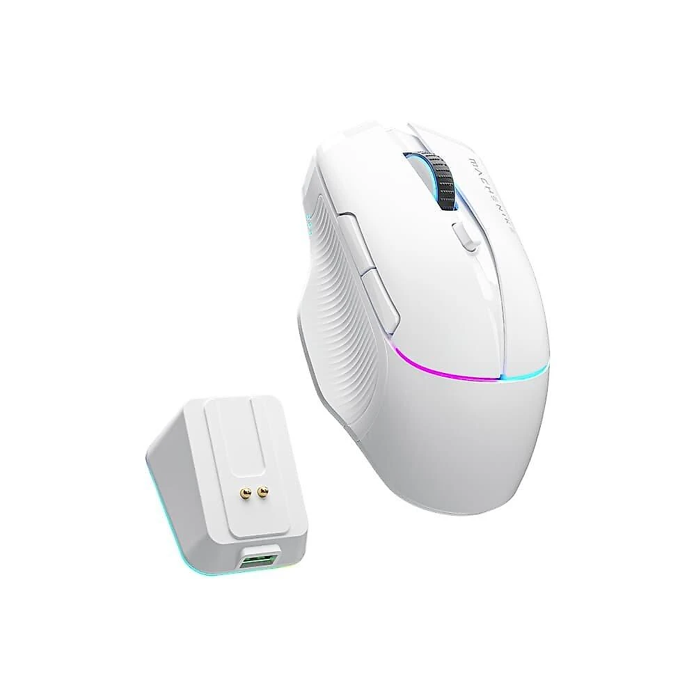Mouse gamer Machenike L8 pro, RGB, Support 8K, 2.4GHz Wireles + DOCK RGB, Carregamento Sem Fio, Branco - JJ02G3006