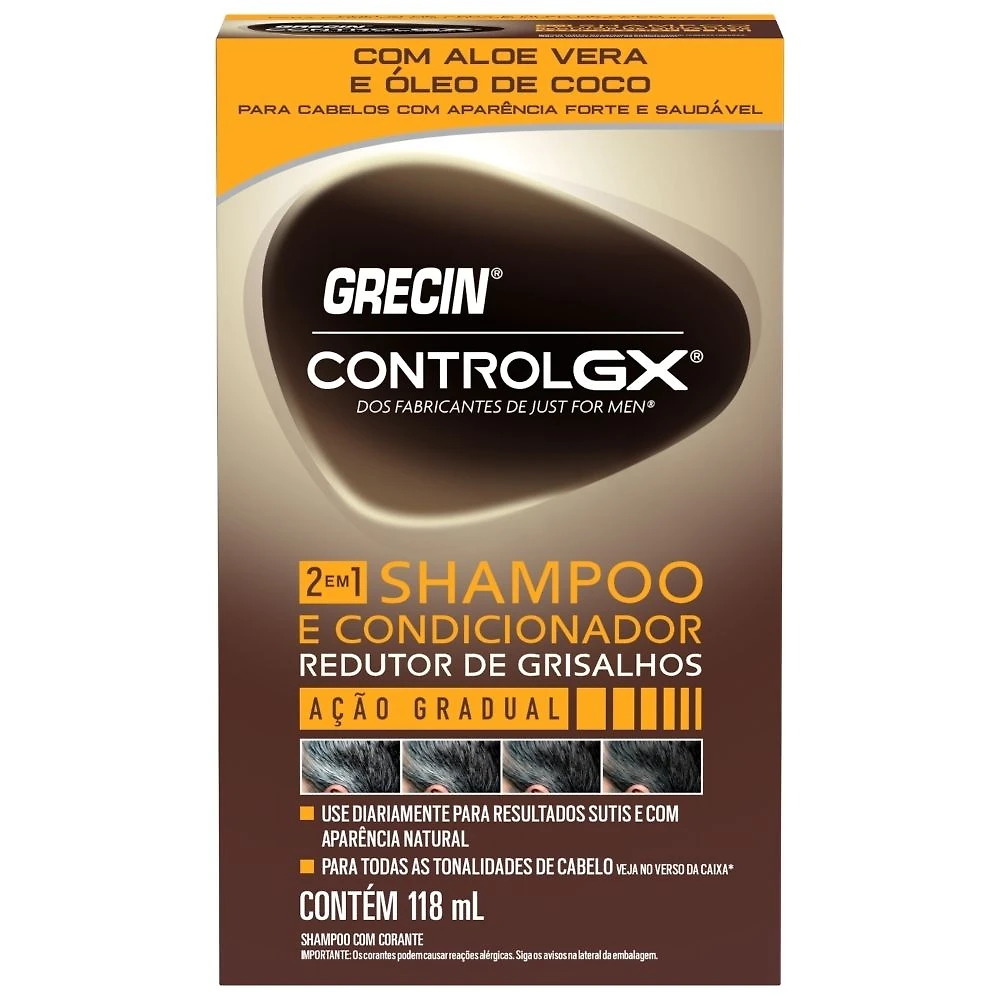 Shampoo e Condicionador 2 em 1 Grecin Control Gx Redutor de Grisalhos 118ml