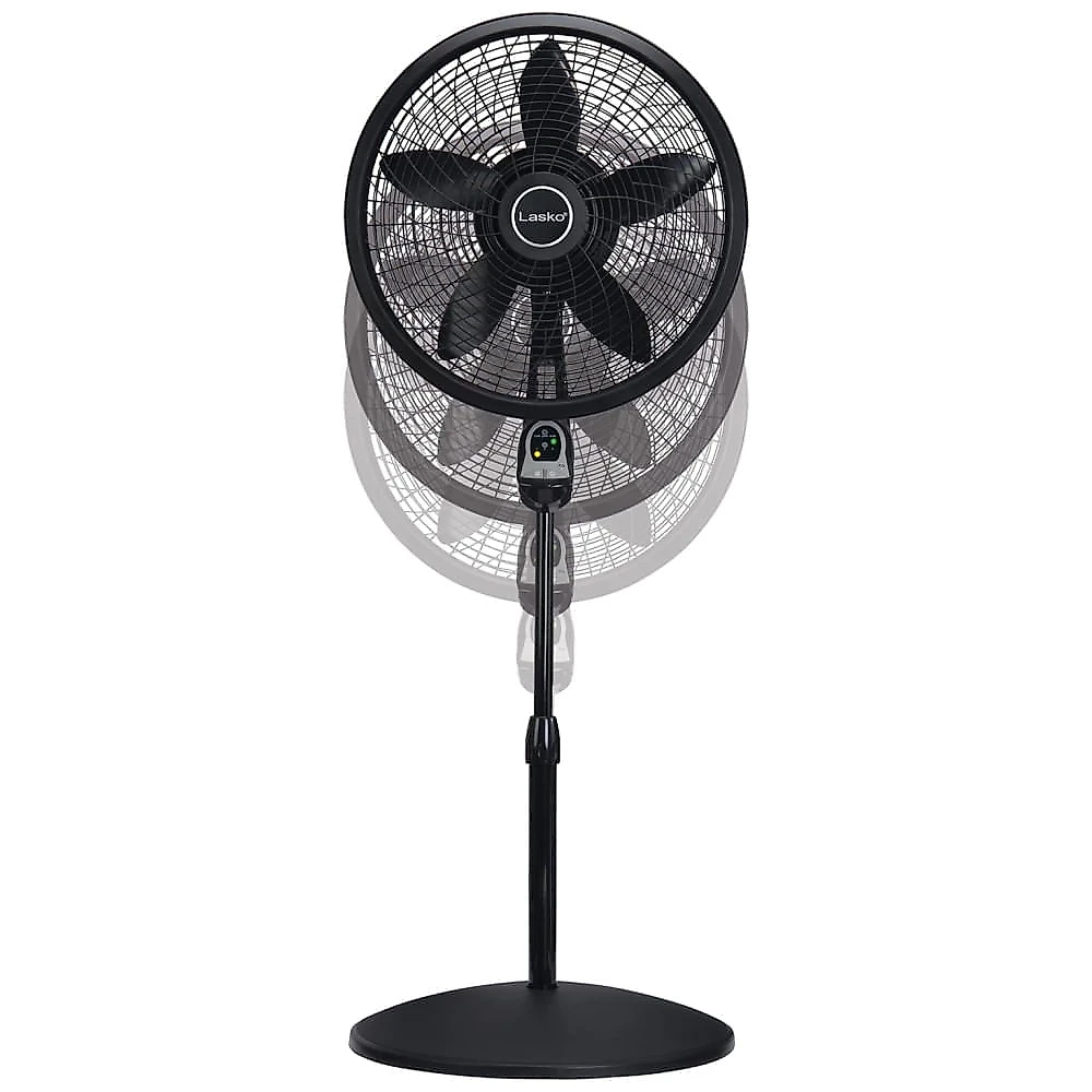 Ventilador Pedestal Oscilante com Altura Ajustável, Controle Remoto, Temporizador e 3 Velocidades, 110V 60W, Lasko, Preto 110v