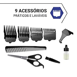 Máquina de Cortar Cabelo Philco PCR04 18W 4 Pentes Cerâmica Preto e Cromado 110V