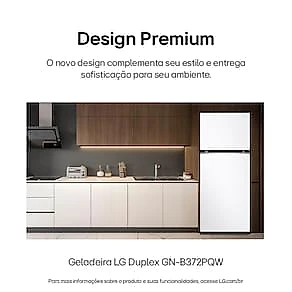 Geladeira LG Frost Free GN-B372PQW Duplex com Tecnologia Smart Inverter, Linear Cooling e Multi Air Flow Branca - 375 litros 110V