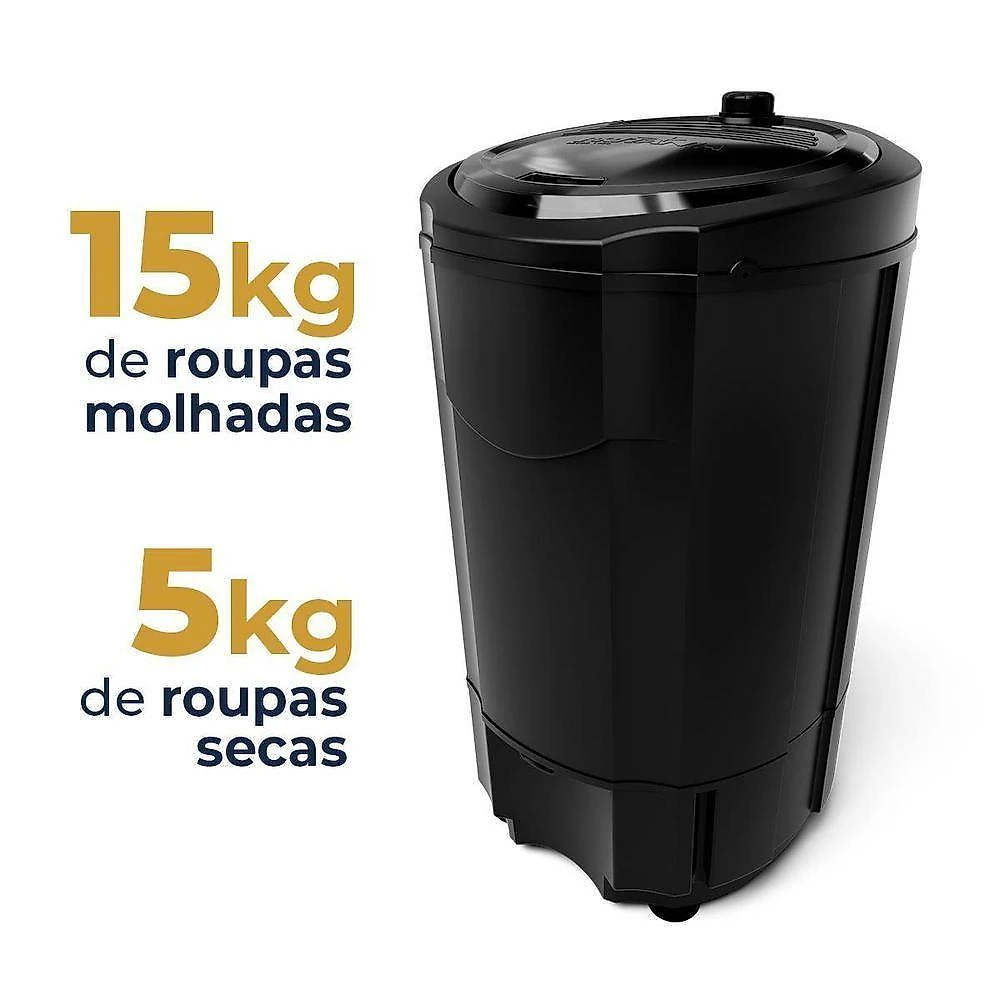 Centrífuga Portátil Britânia BCE15P 15kg Cesto Extragrande Preto  com Desligamento Automático 110V