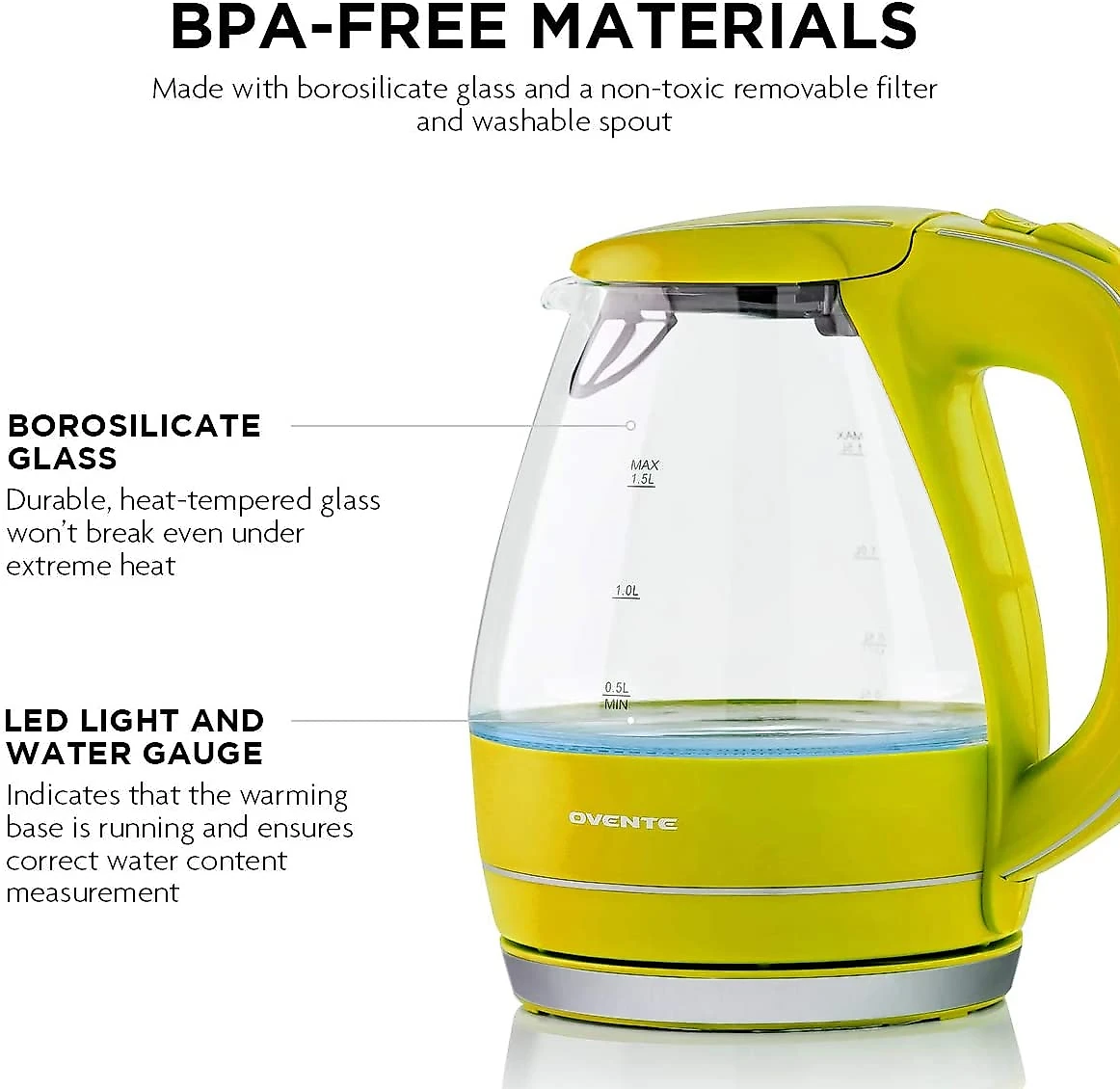 Ovente Chaleira Elétrica Portátil 15L 1100W 110V c Desligamento Automático
