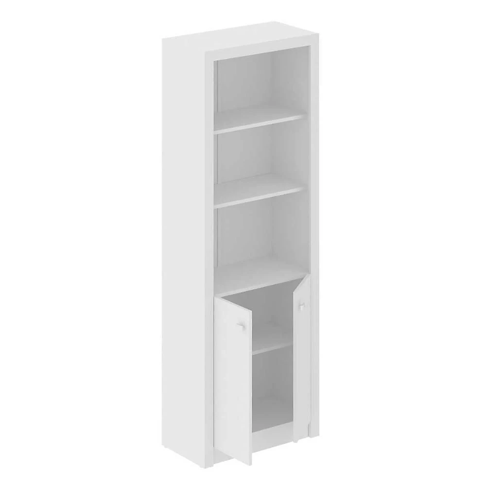 Kit para Escritório com Estantes e Balcão Baixo 4 Portas MDP 60CM Branco Tecno Mobili