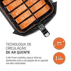 Fritadeira Elétrica Sem Óleo Air Fryer Mondial Mega Family AFN-80-BI 8L Preta/Inox 110V