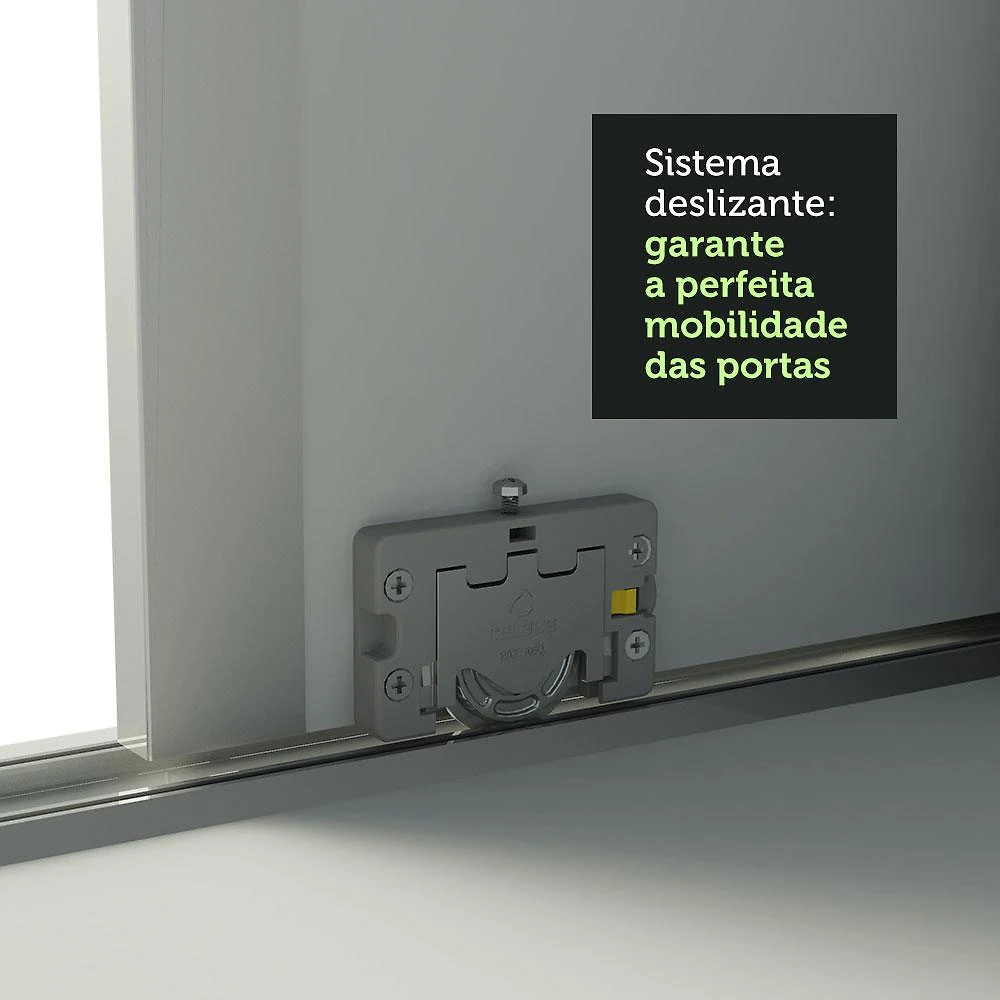 Guarda Roupa Casal 100% MDF Madesa Zurique 3 Portas de Correr com Espelho - Branco Branco
