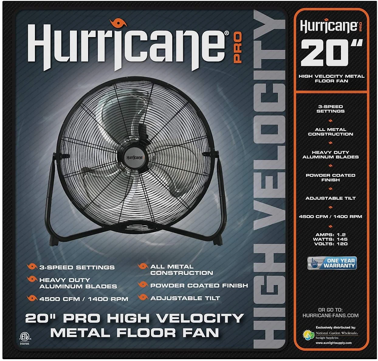 Hurricane Ventilador Industrial 50 cm com 3 Velocidades 110V Preto
