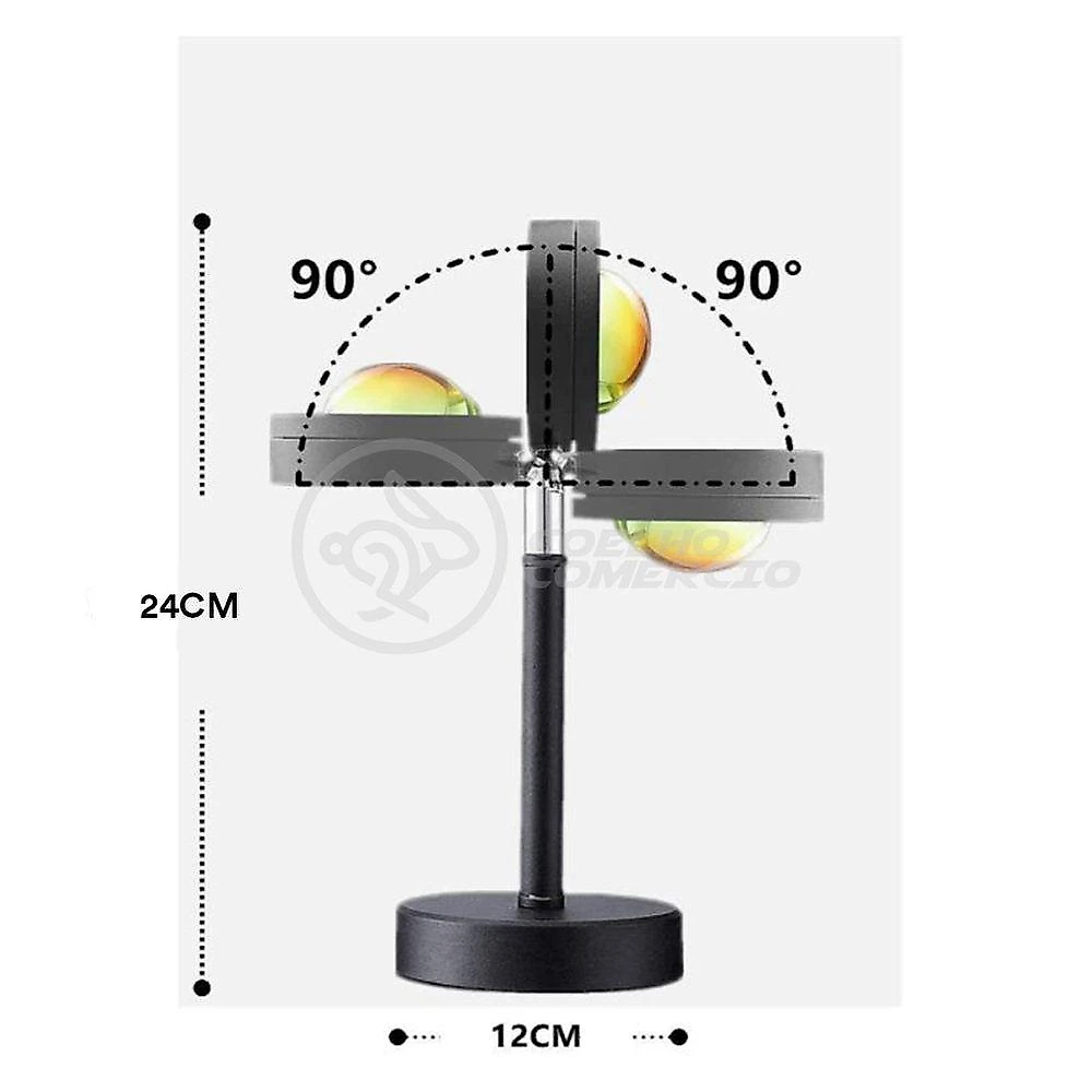 Luminária Projetor Mini Ring Light Sunset Pôr do Sol com Luz Circular Colorida Amarelo Smart Tech