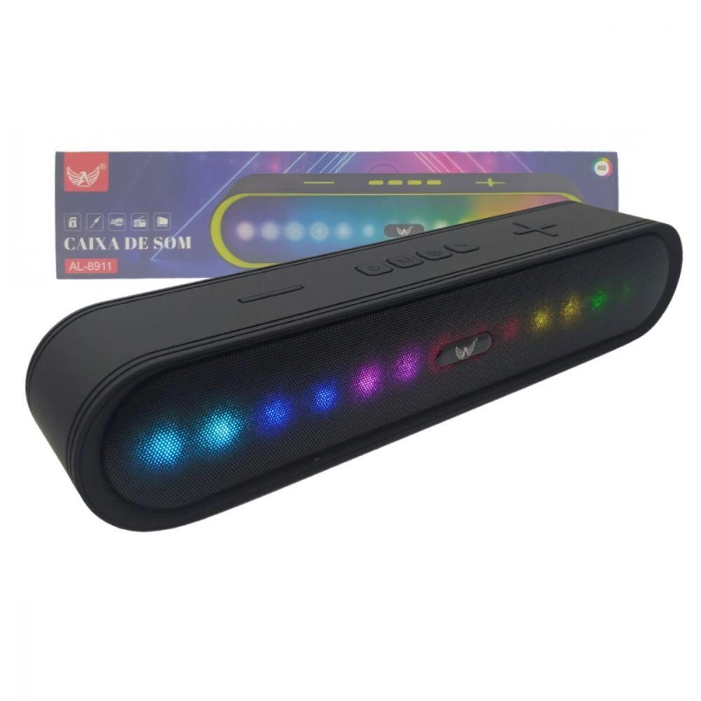 Caixa de Som Soundbar Portátil Bluetooth Altomex AL-8911 5W com LED RGB Preto