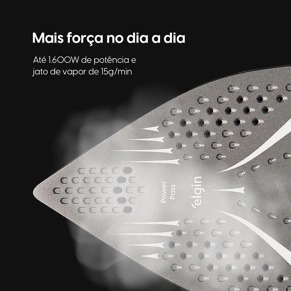 Ferro de Passar a Vapor Power Pass Elgin 1600W Antiaderente 220V