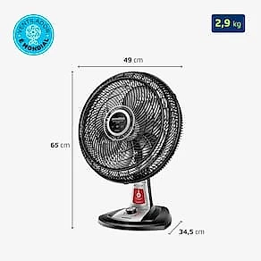 Ventilador de Mesa Mondial VTX-40-8P 40cm com Função Repelente Líquido - Preto 110V