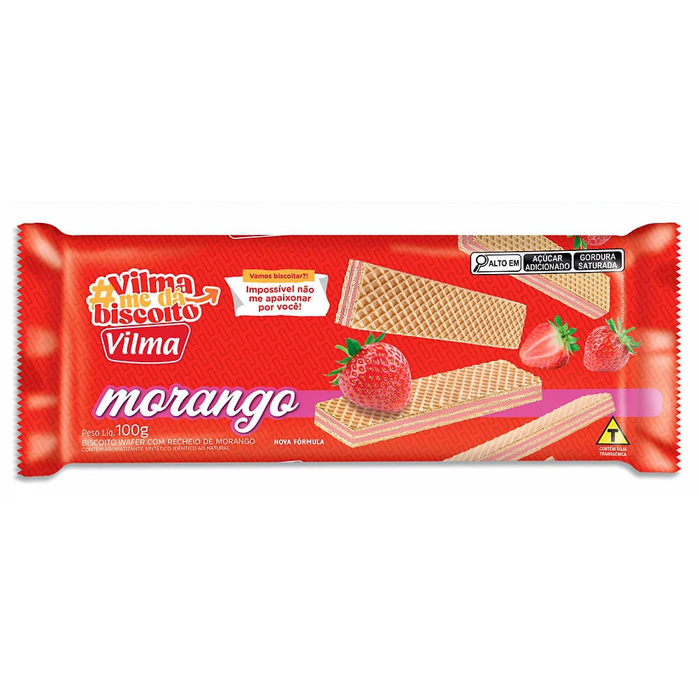 Biscoito Wafer Vilma com Recheio  de Morango 100g