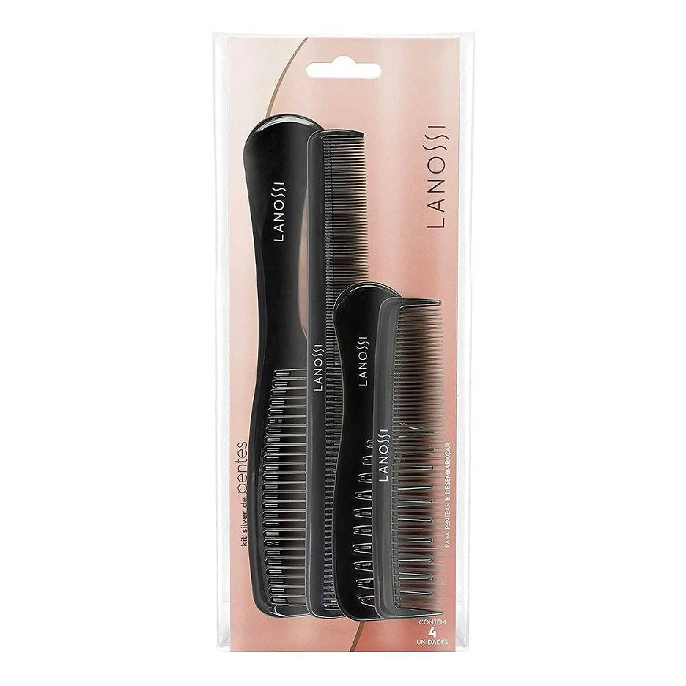 Kit Pente Lanossi Silver Com 4 Unidades