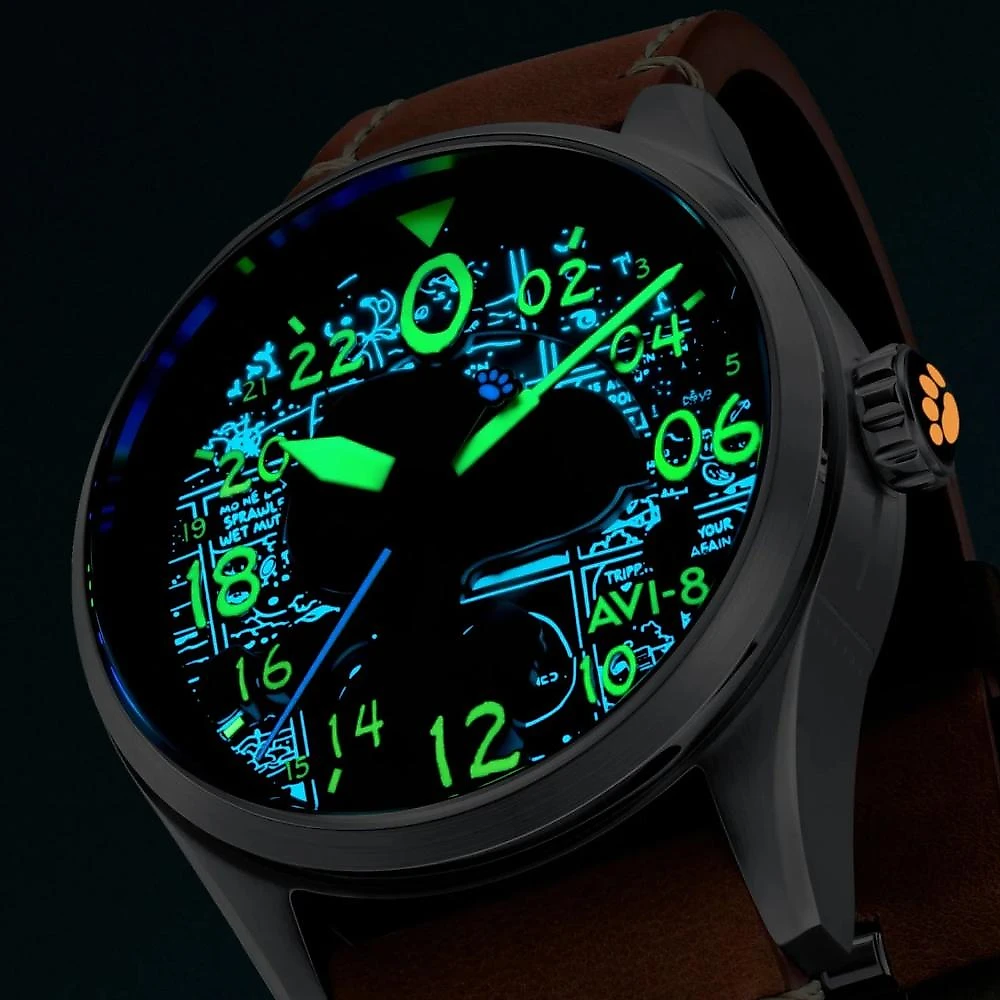 Relógio AVI-8 Spitfire Peanuts Snoopy Flying Ace Automatic Burnt Orange AV-4150-02