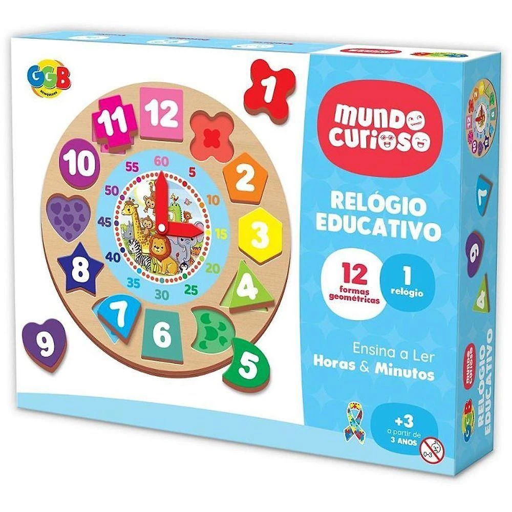 Brinquedo Pedagógico Relógio Números e Formas 12 Peças GGB Plast