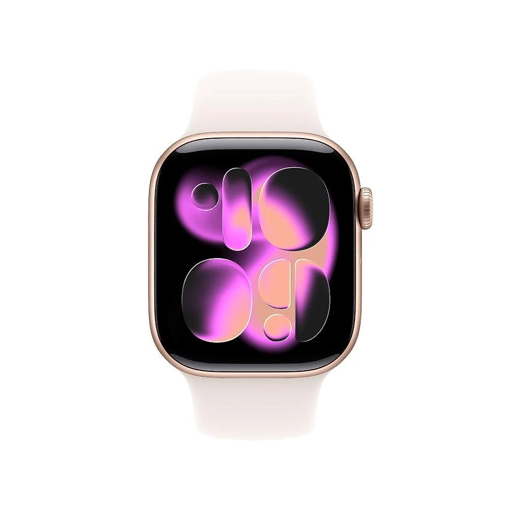 Apple Watch Series 11 GPS, Caixa Cor de Ouro Rosa de Alumínio de 42 mm, Pulseira esportiva blush-clara, Tamanho P/M - MEU04AM/A