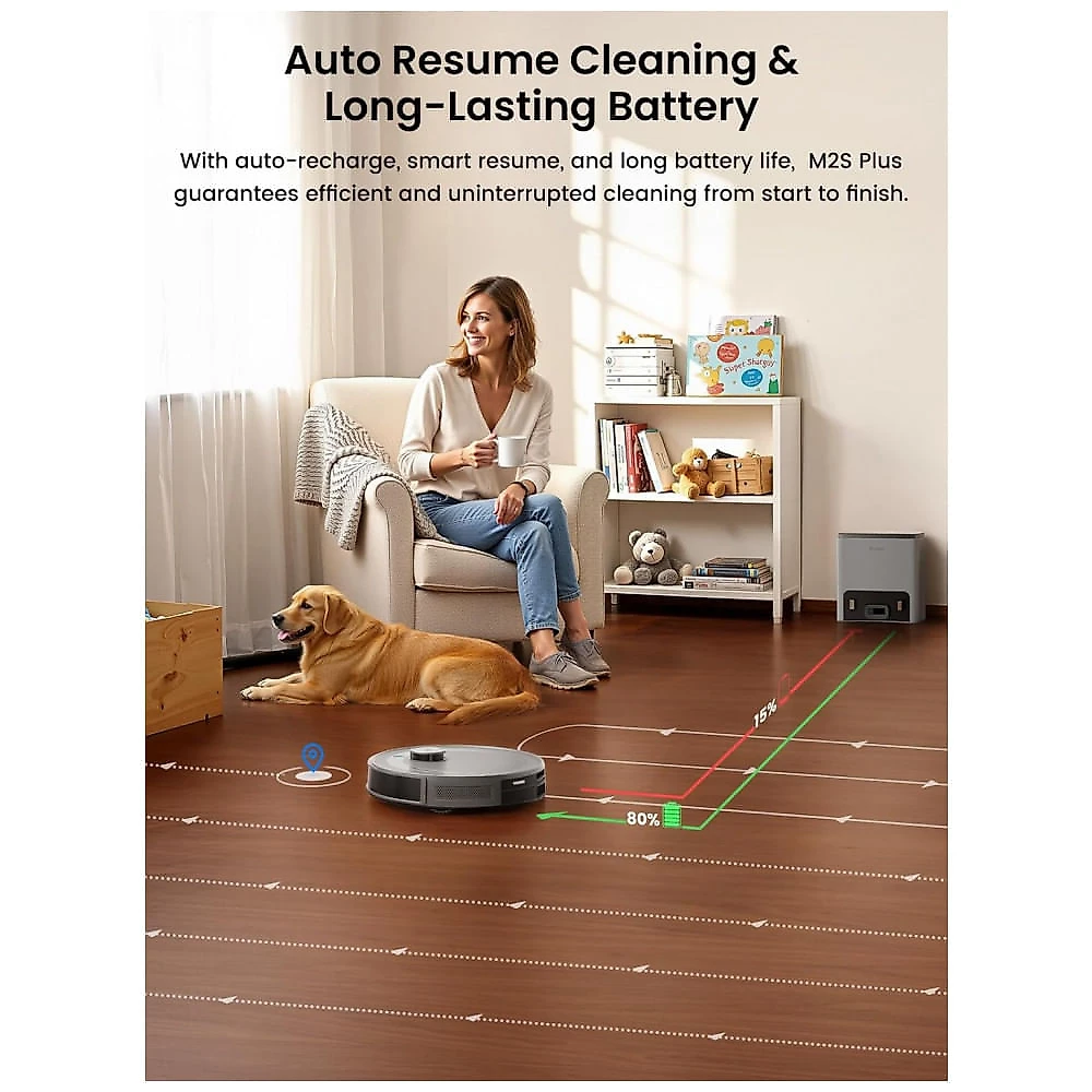 Robô Aspirador Lefant M2S Plus Cinza LiDAR 3 em 1 com Base Autoesvazio 75 Dias e Mapeamento Inteligente