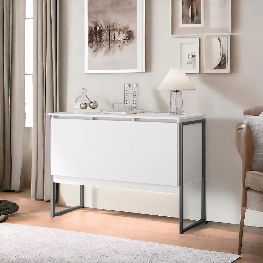 Buffet Design Industrial 3 Portas Turim Branco Preto