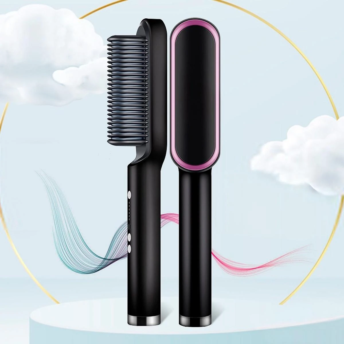 Escova 3 Em 1 Chapinha Pente Modela Cabelo 110/220V Bivolt