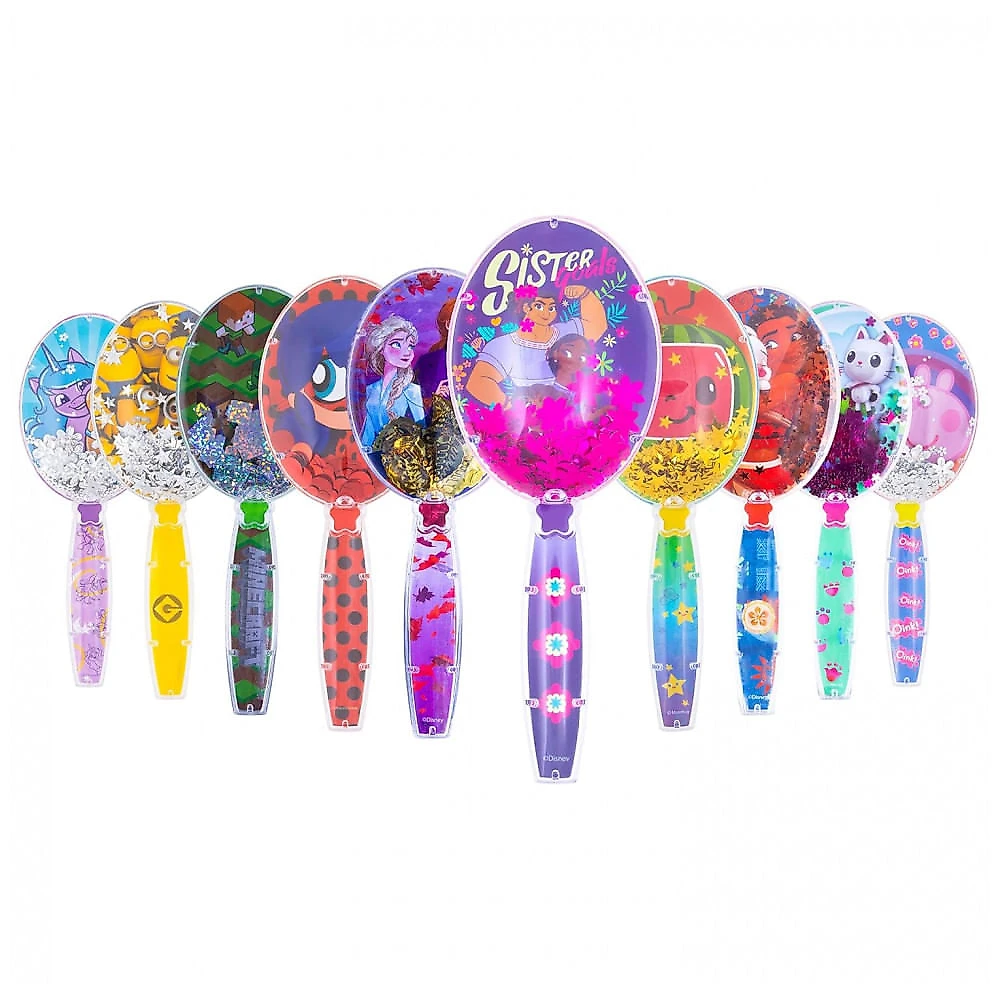 Escova de Cabelo Gabbys Dollhouse com Estrelas Brilhantes Mágicas e Confetes HairBrush para Crianças de 3 Anos,Luv Her