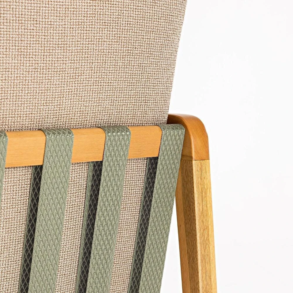Miniatura Poltrona para Sala 80cm X 78cm X 69cm Verniz Mel/Fita Verde Oliva/Marrom