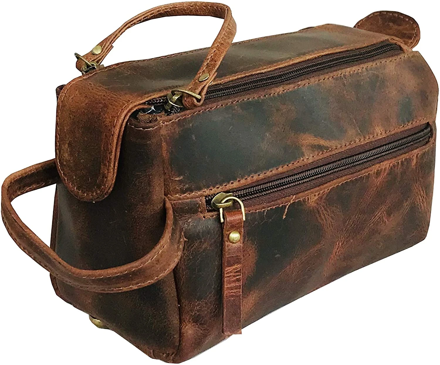 Ruzioon Necessaire Masculina Vintage de Couro Genuino com
