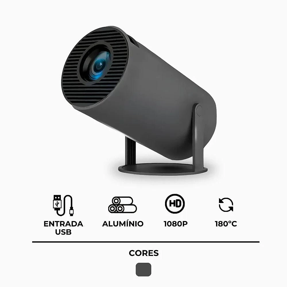 Projetor Hy300 Pro 4k Wi-fi, Bluetooth, Streaming Integrado, Portátil, Imagem 130” Full Hd/4k
