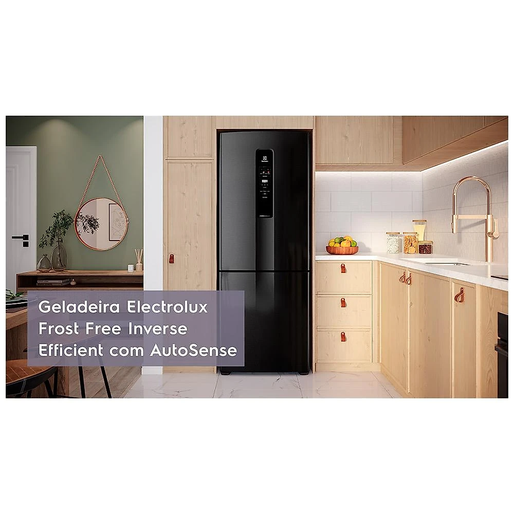 Refrigerador de 02 Portas Electrolux Frost Free com 490 Litros Efficient com AutoSense Inverse Black Look - IB7B 110