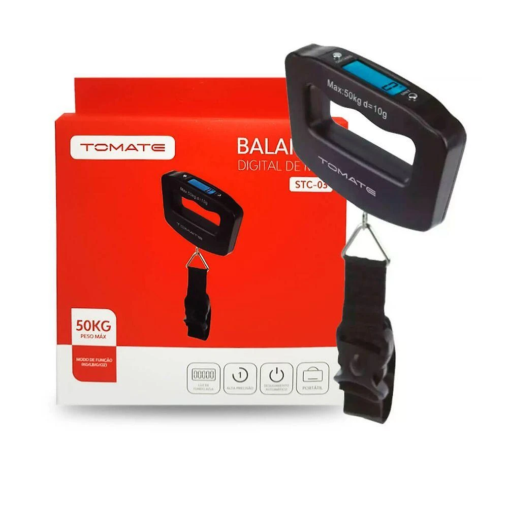 Balança Portátil Digital de Mão Tomate para Bagagens Até 50KG com Desligamento Automático Unissex
