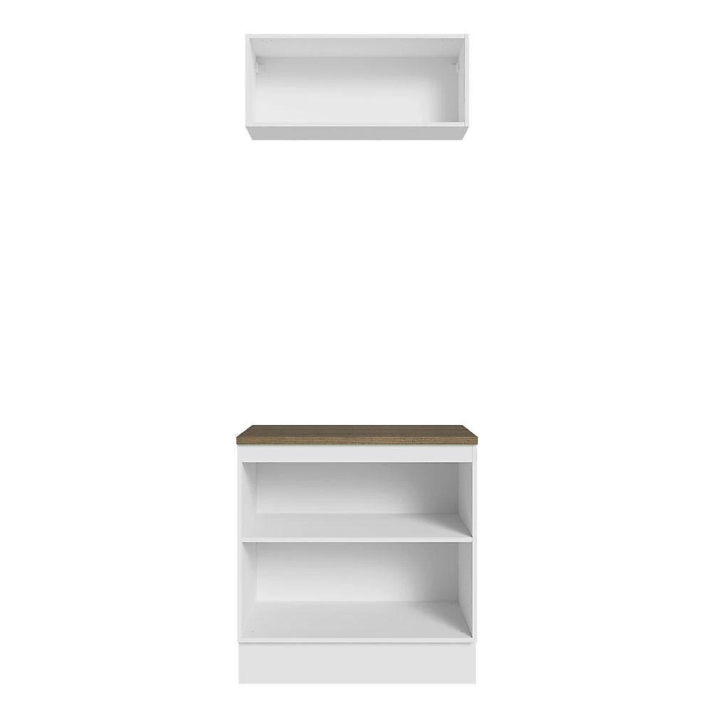 Kit com Balcão e Armário Aéreo Multiuso 80cm Branco/Rustic Agata Madesa Branco/Rustic