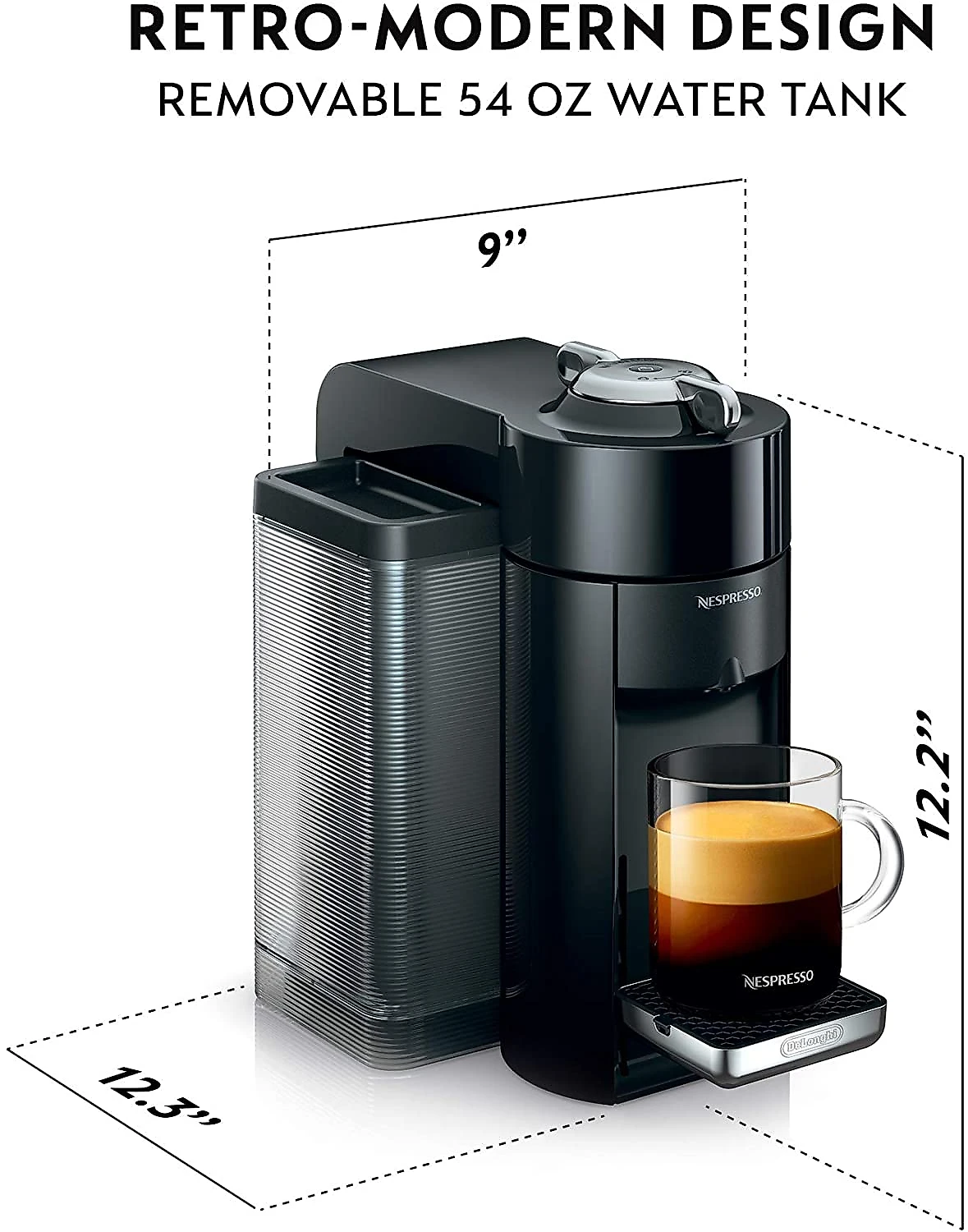 Nespresso Vertuo Evoluo by DeLonghi Máquina de Café Expresso d e 15L 19 Bar Preta