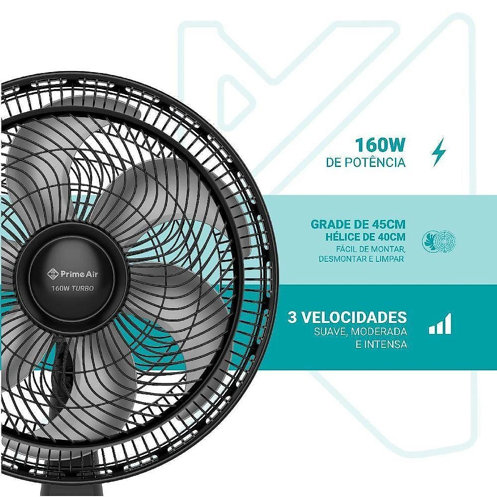 Ventilador de Coluna Britânia 160W 40cm 6 Pás Preto AVCE02 220V