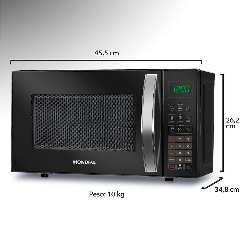 Micro-ondas Bancada Mondial MO-01-21B 21L 1200W com Descongelar Manter Aquecido Tira Odor 220V