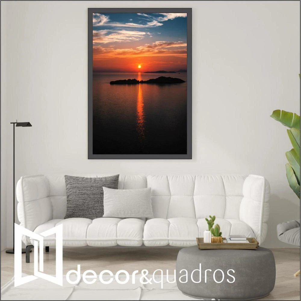 Quadro Por Do Sol No Mar 2 60x90 Cm Tecido Canvas