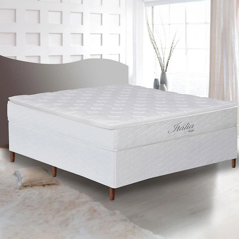 Cama box casal umaflex itália com pillow top e molas ensacadas 69x138x188 cm - branco