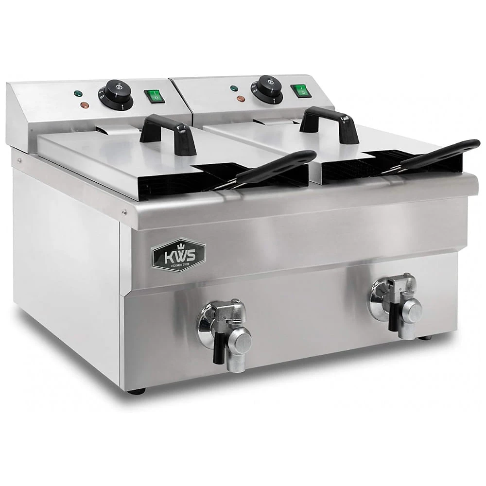 Fritadeira Elétrica Dupla Profissional11,4 Litros de Capacidade, Aço Inoxidável, 110V 3500W, KWS DY 12