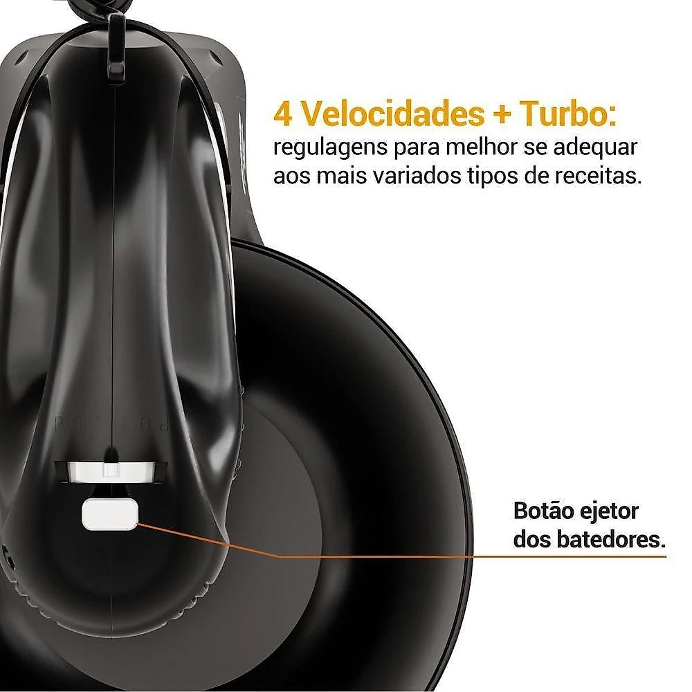 Batedeira de Mão Portátil Philco PBT50A 4L 500W 4 Velocidades 110V