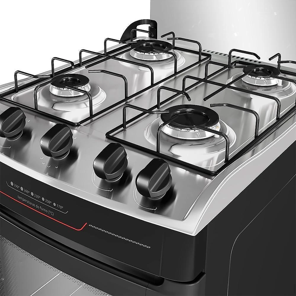 Fogão Mueller 4 Bocas Preto Com Acendimento Automático Total MFI4BF Bivolt