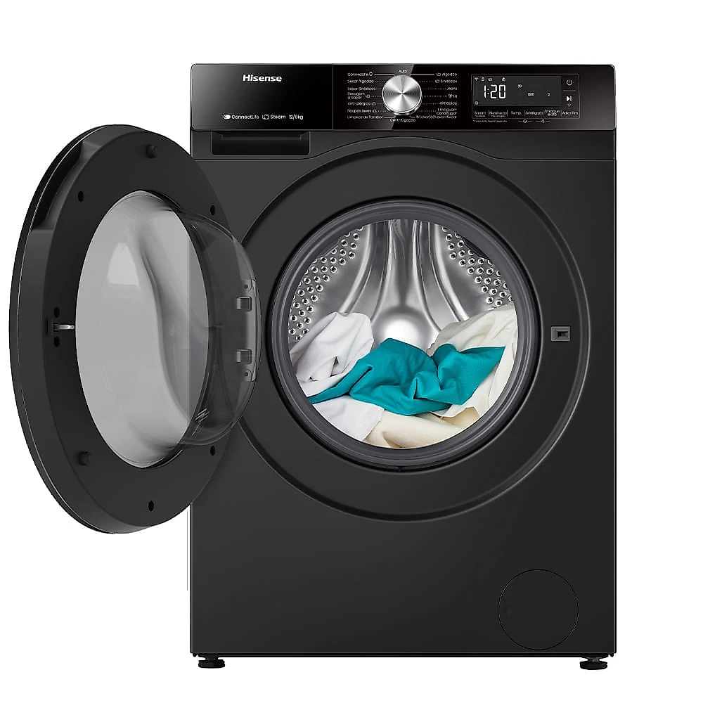 Lava & Seca Hisense Serie 3S 12/8kg Inverter Função Steam e Wifi Preta com 10 Programas de Lavagem - WD3S1243BB 220