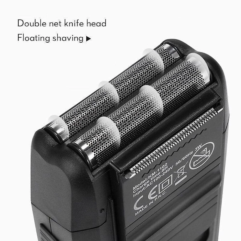 Barbeador Elétrico Sem Fio Kemei 2 Lâminas Km-1102 Premium Bivolt