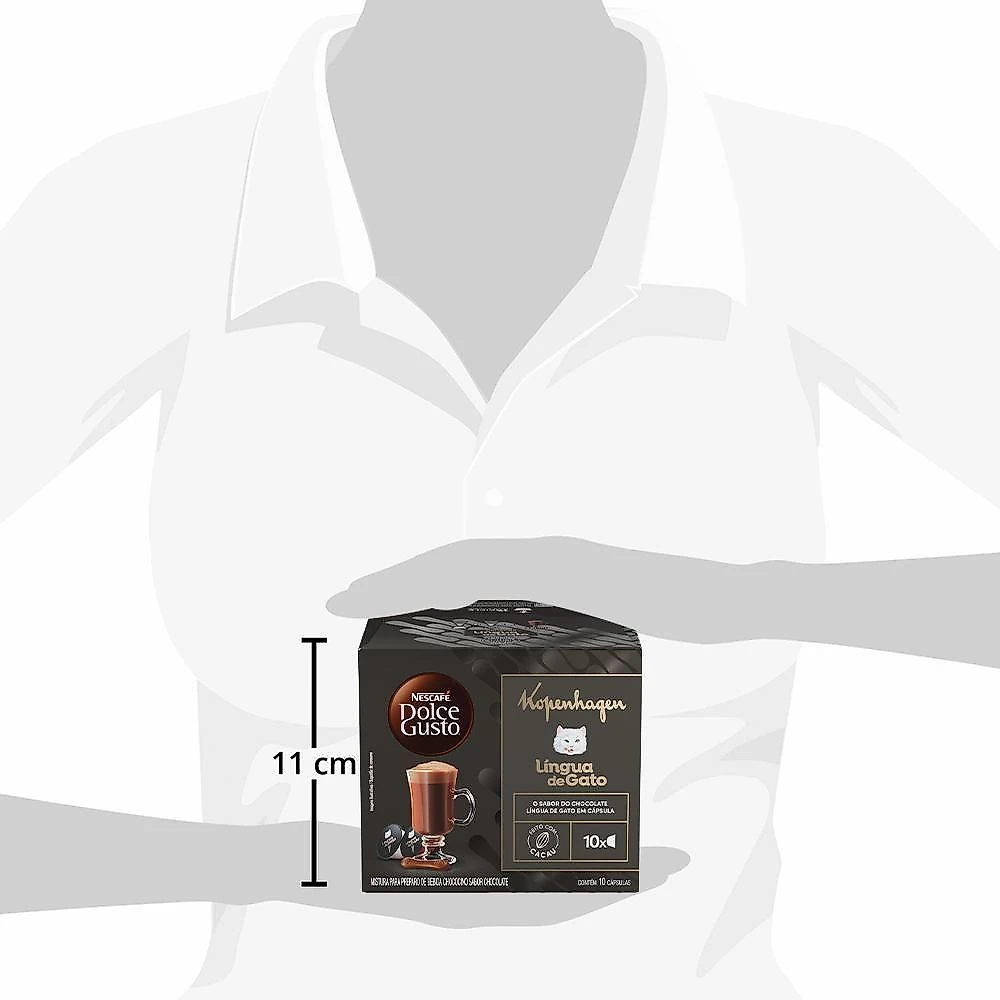 Cápsulas de Bebida Chococcino Língua de Gato Kopenhagen Nescafé Dolce Gusto 10 Unidades