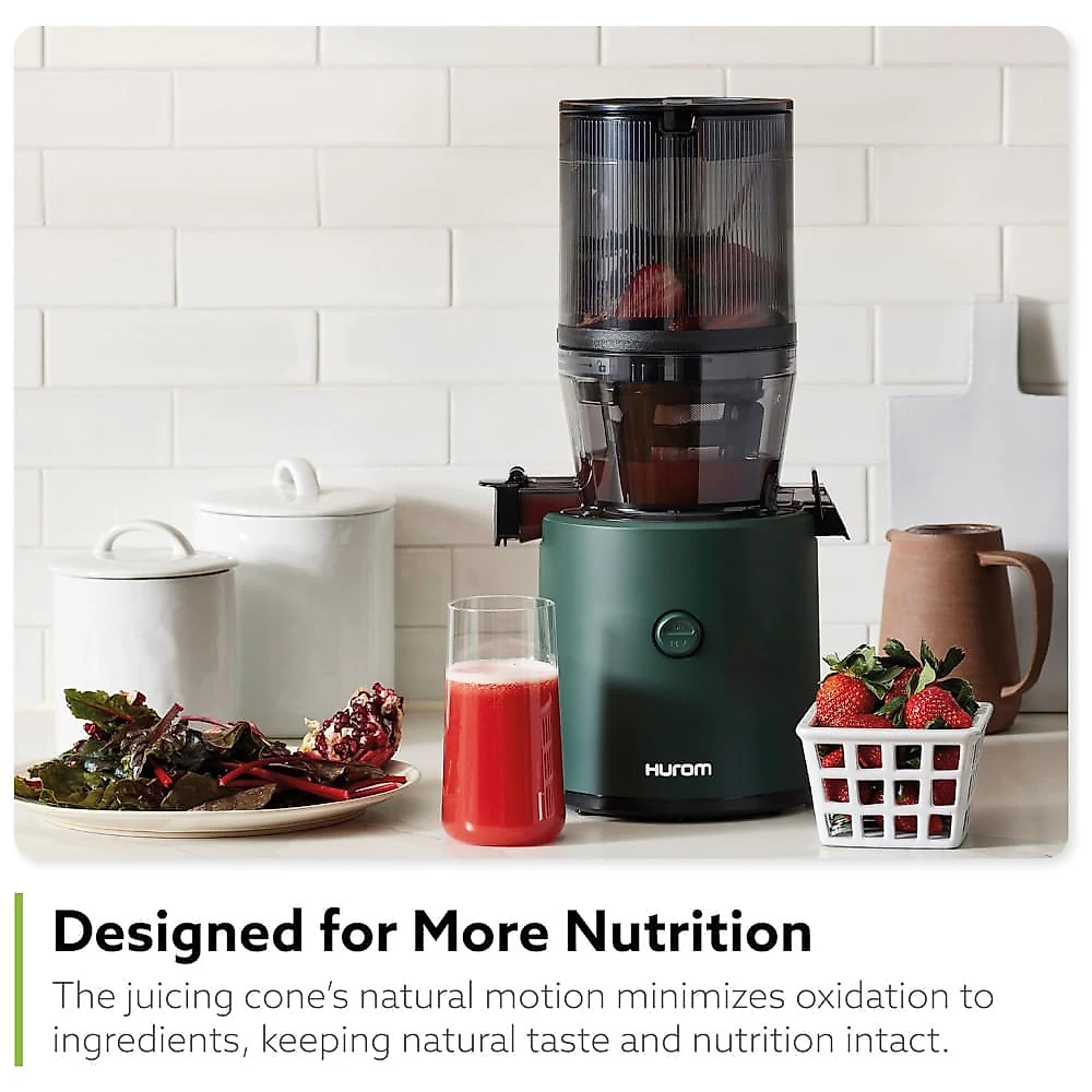 Prensa de Sucos Hurom H320, Verde Escuro e Verde Kale: Máquina de Suco a Frio para Frutas e Vegetais, Livre de BPA, Alta Produção