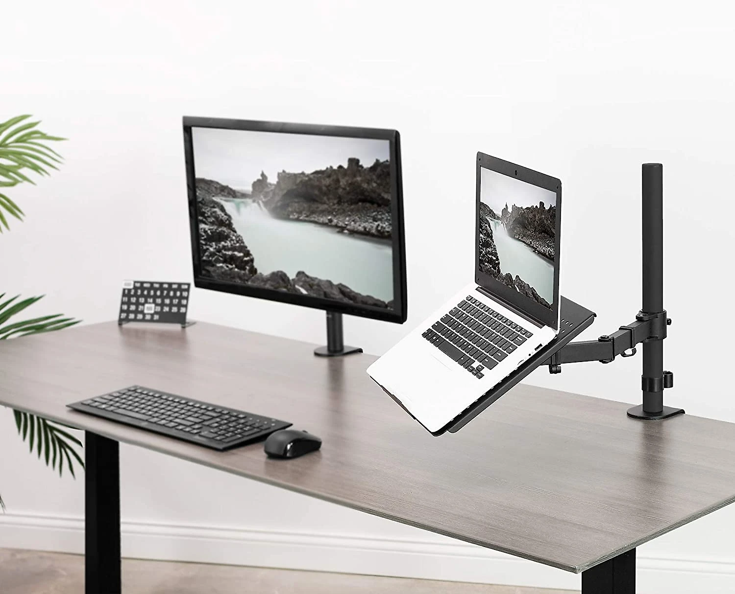 Suporte para suporte de mesa para notebook único VIVO extensão totalmente ajustável com braçadeira