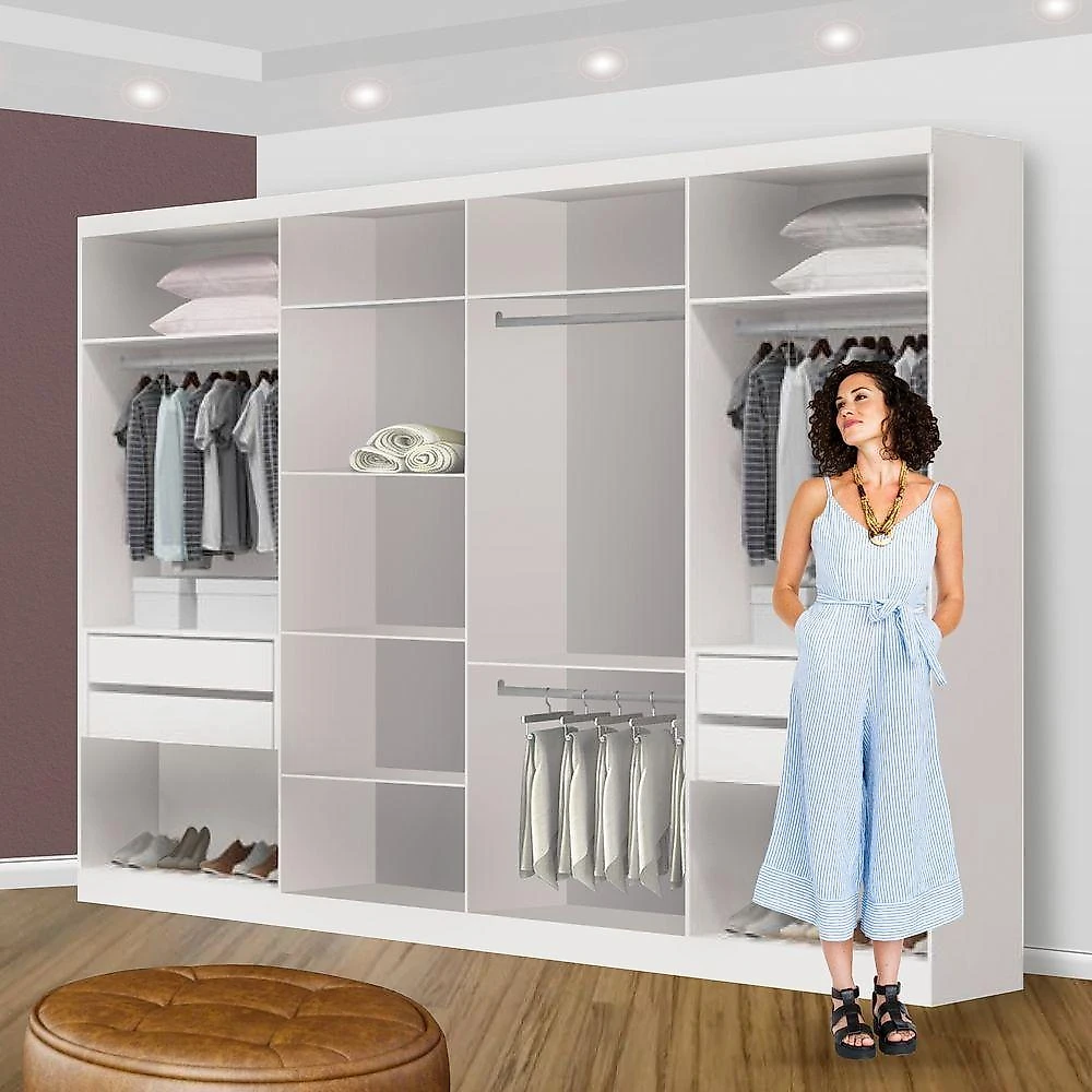 Closet Casal Sem Portas 4 Gavetas Florença Minastex Branco