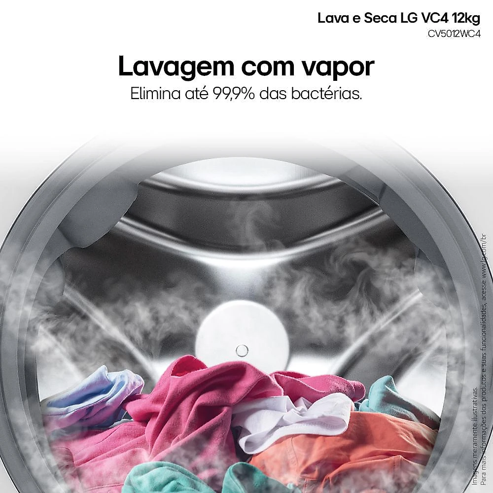 Lava e Seca LG VC4 Smart com Inteligência Artificial 12kg Branca CV5012WC4 127V